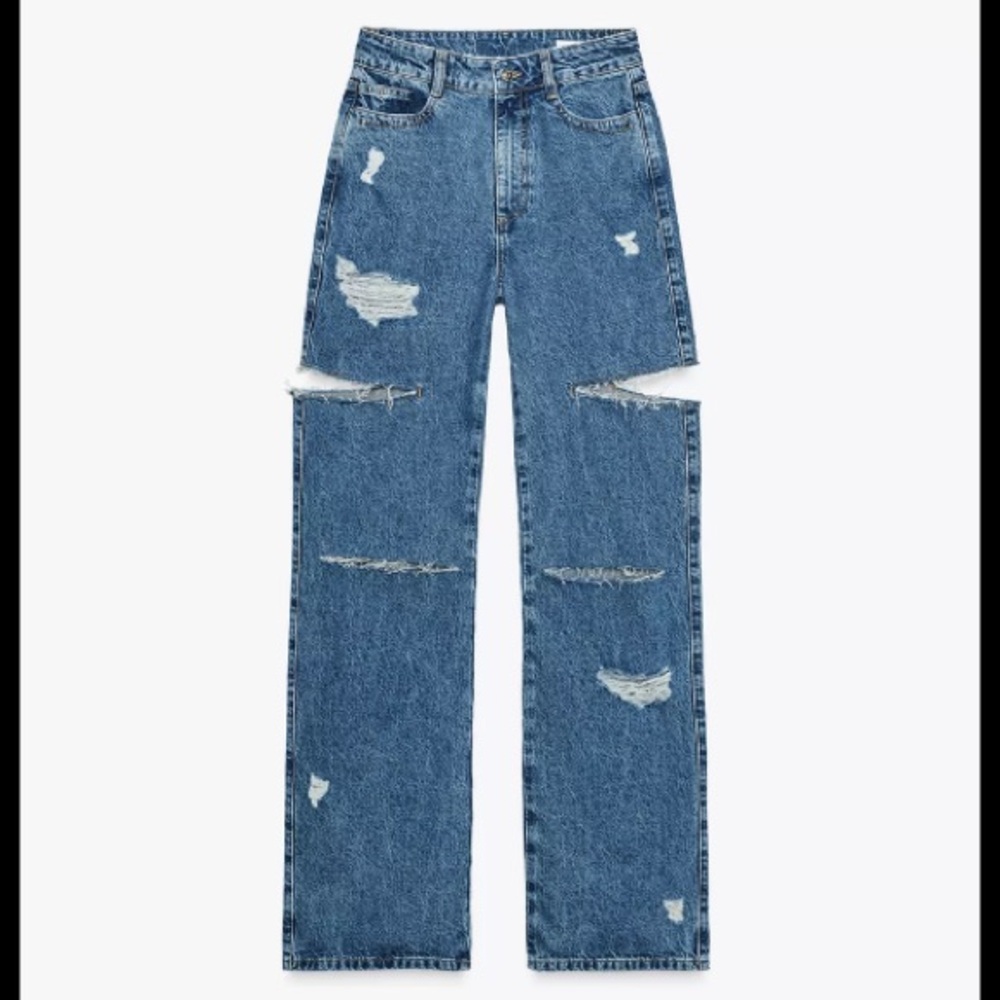 Zara Blue Distressed Women Jeans